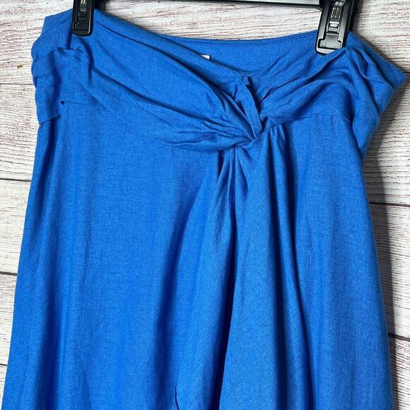 Jason Wu Blue Knot Front Linen Blend Midi A Line Eyelet Skirt Size 10 NWOT - Picture 11 of 13